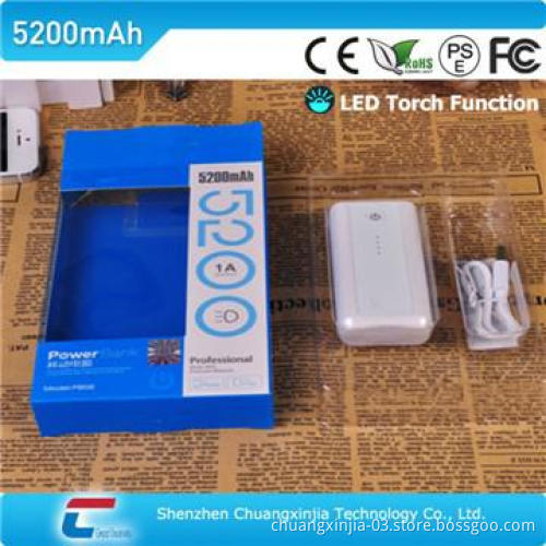 External high quality portable power bank for iphone & ipad 5200mah